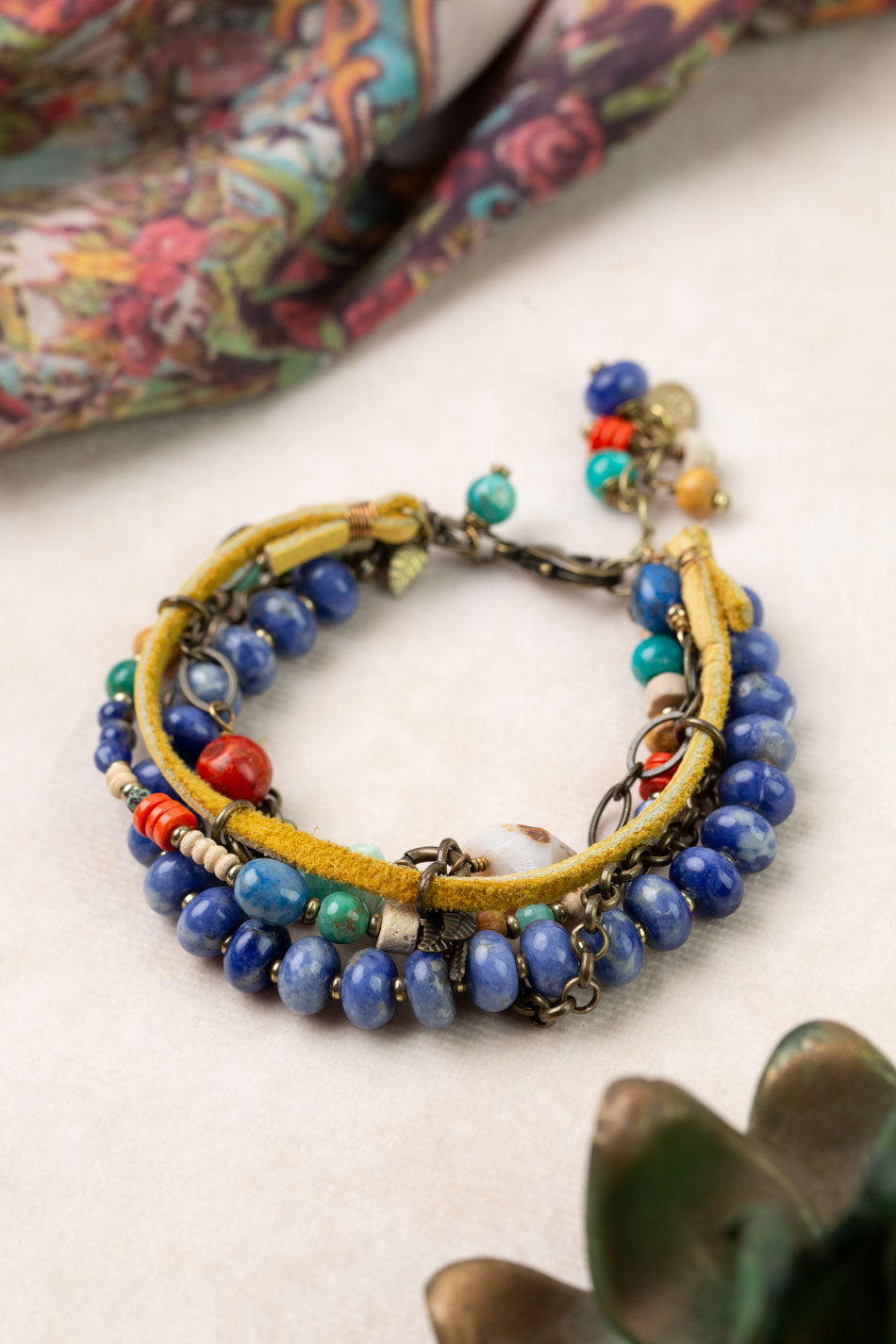 Freedom 7.5-8.5" Coral, Sodalite, Turquoise Multistrand Bracelet