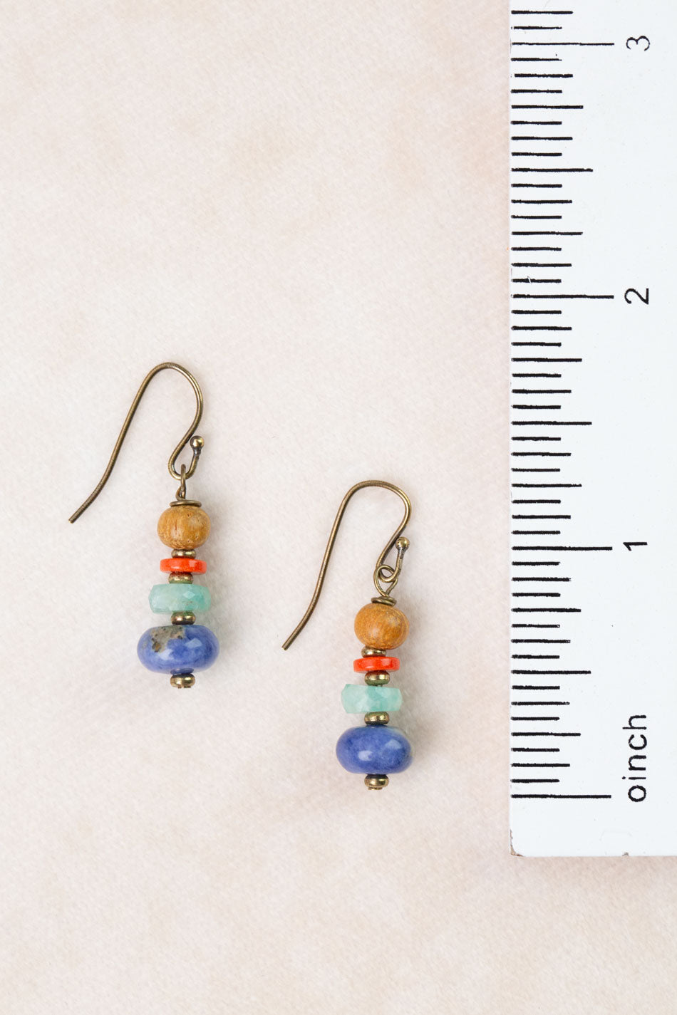 Freedom Coral, Sodalite, Wood Simple Earrings