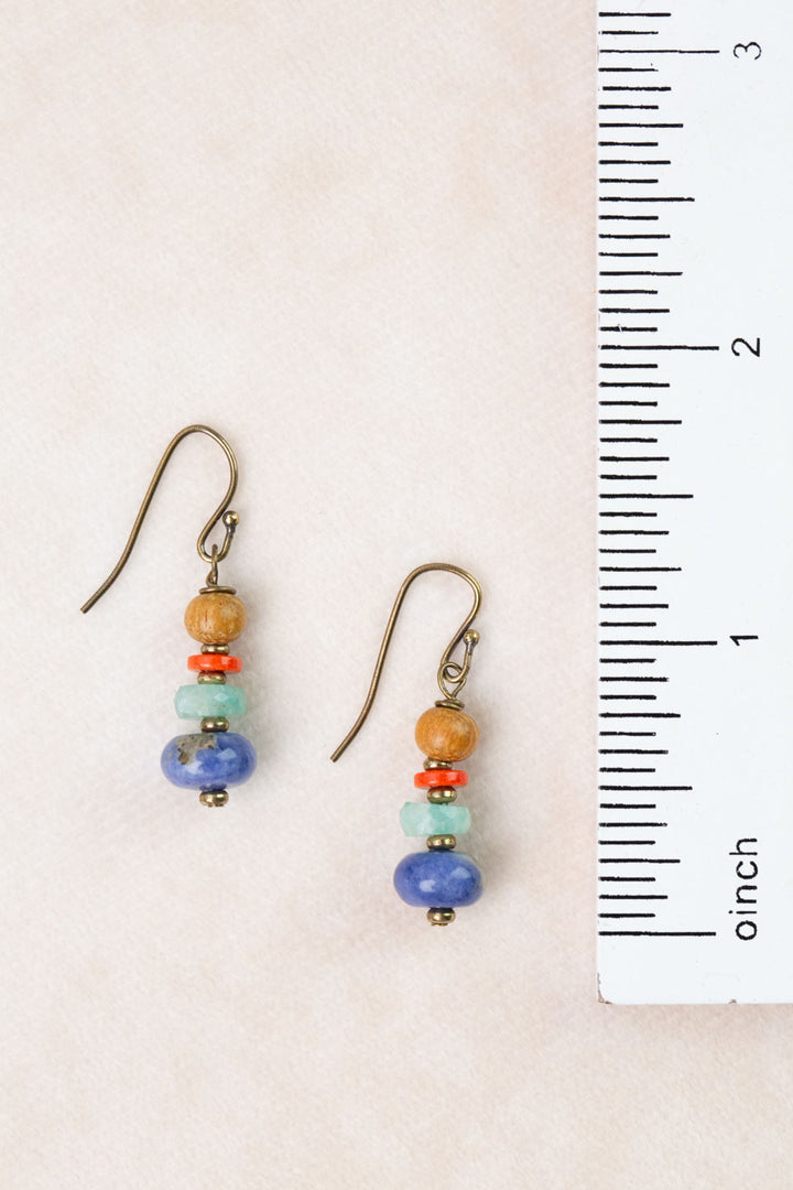 Freedom Coral, Sodalite, Wood Simple Earrings
