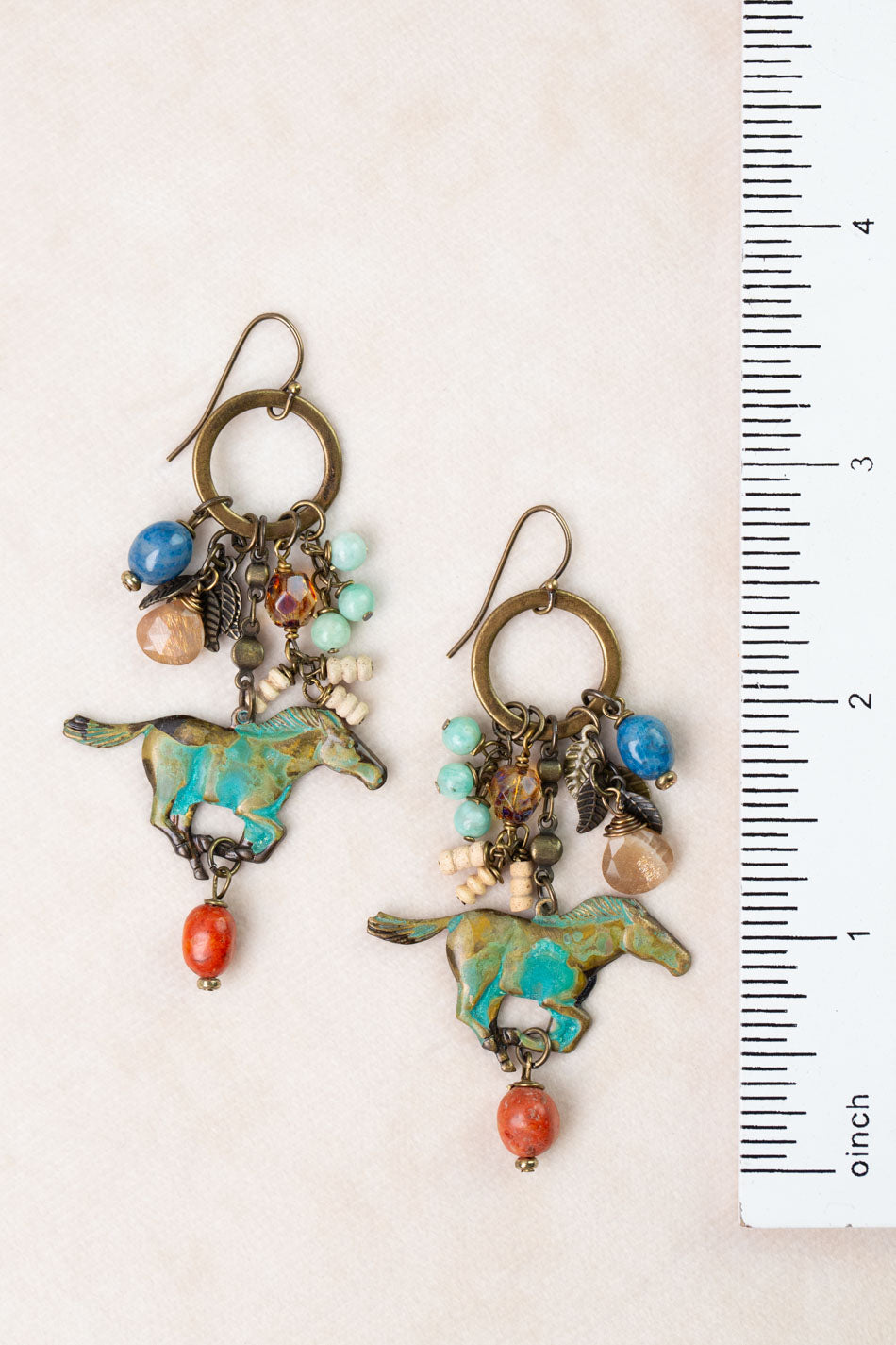 Freedom Coral, Sodalite, Amazonite, Wild Horse Patina Statement Earrings