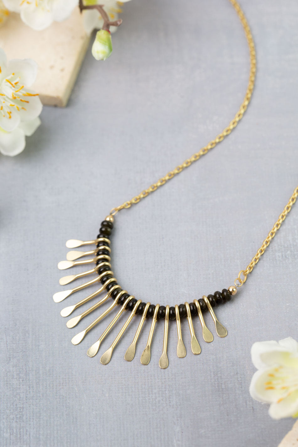 Golden Hour 17-19" Obsidian Statement Necklace