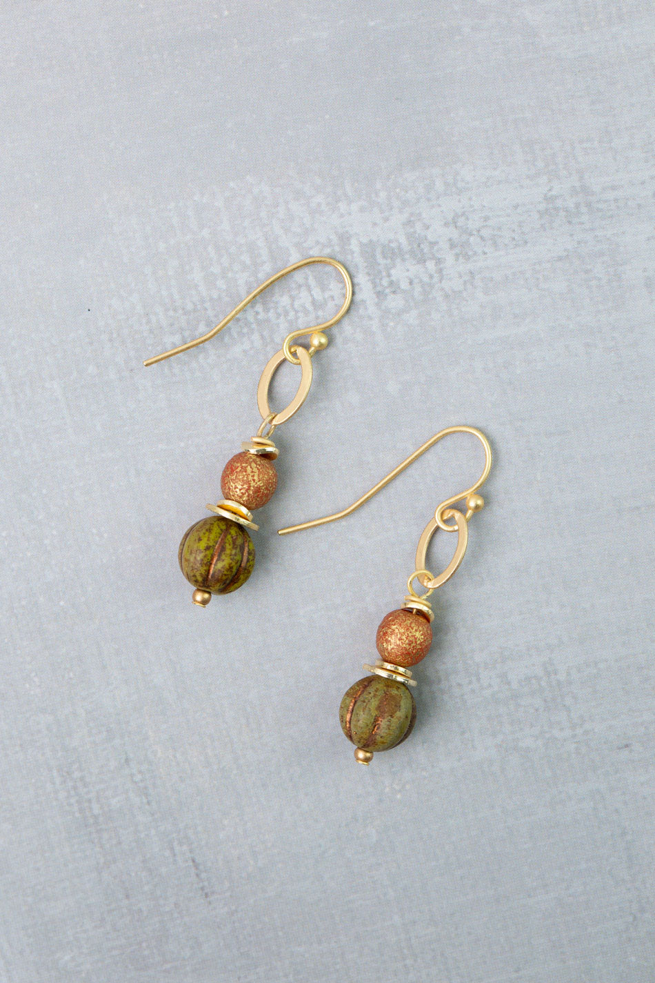 Golden Hour Czech Glass Simple Earrings