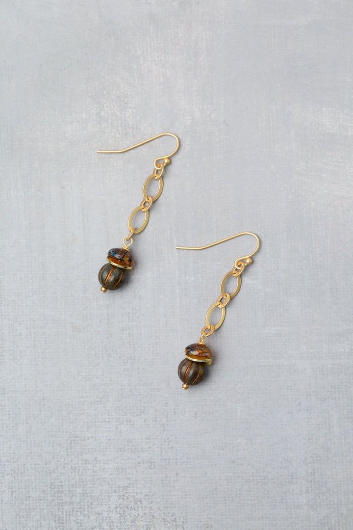 Golden Hour Czech Glass Dangle Earrings