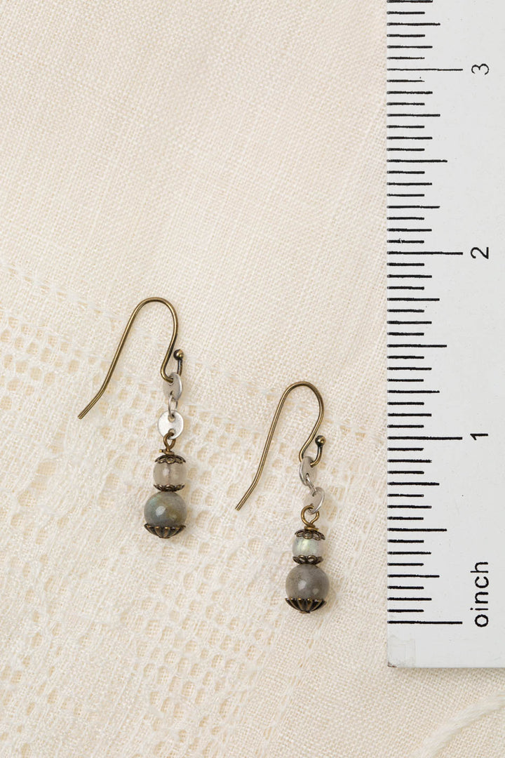 Guidance Medallion Chain And Labradorite Simple Earrings