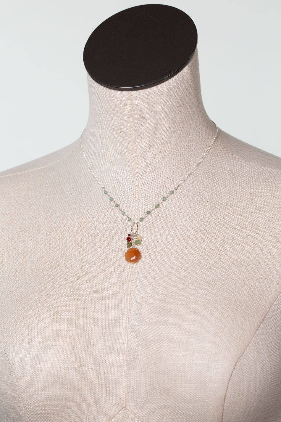 Gentle Breeze 15.5-17.5" Apatite, Carnelian, Citrine Simple Necklace