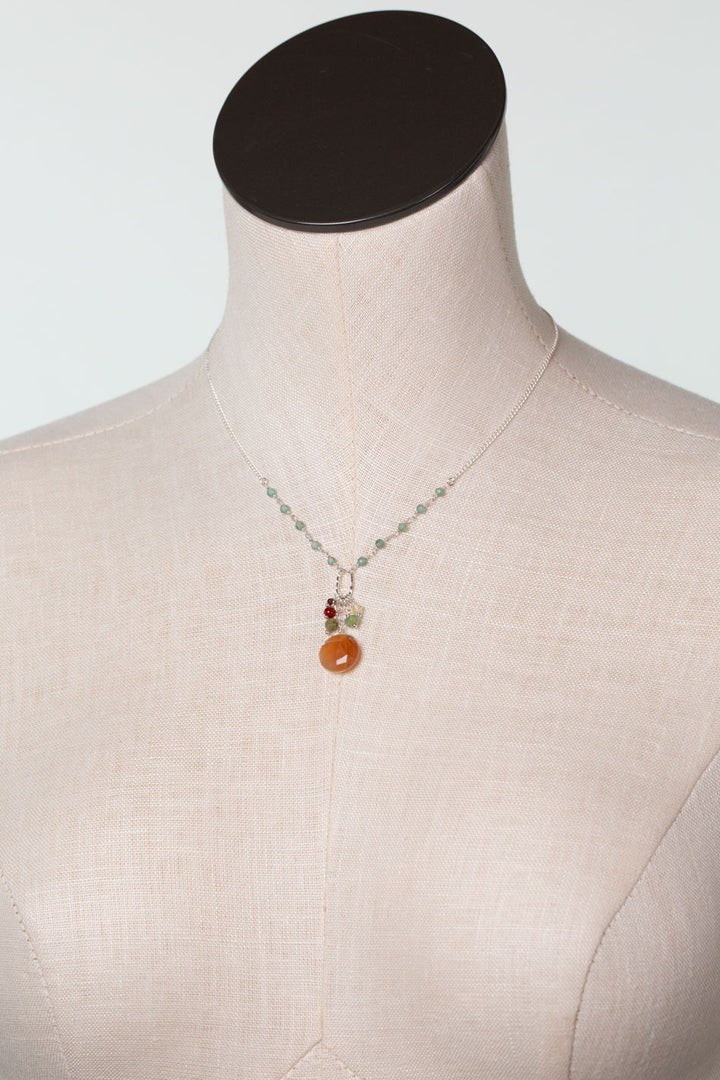 Gentle Breeze 15.5-17.5" Apatite, Carnelian, Citrine Simple Necklace