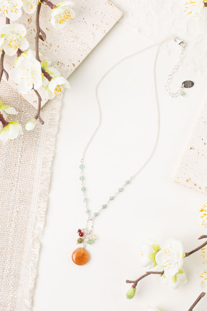 Gentle Breeze 15.5-17.5" Apatite, Carnelian, Citrine Simple Necklace