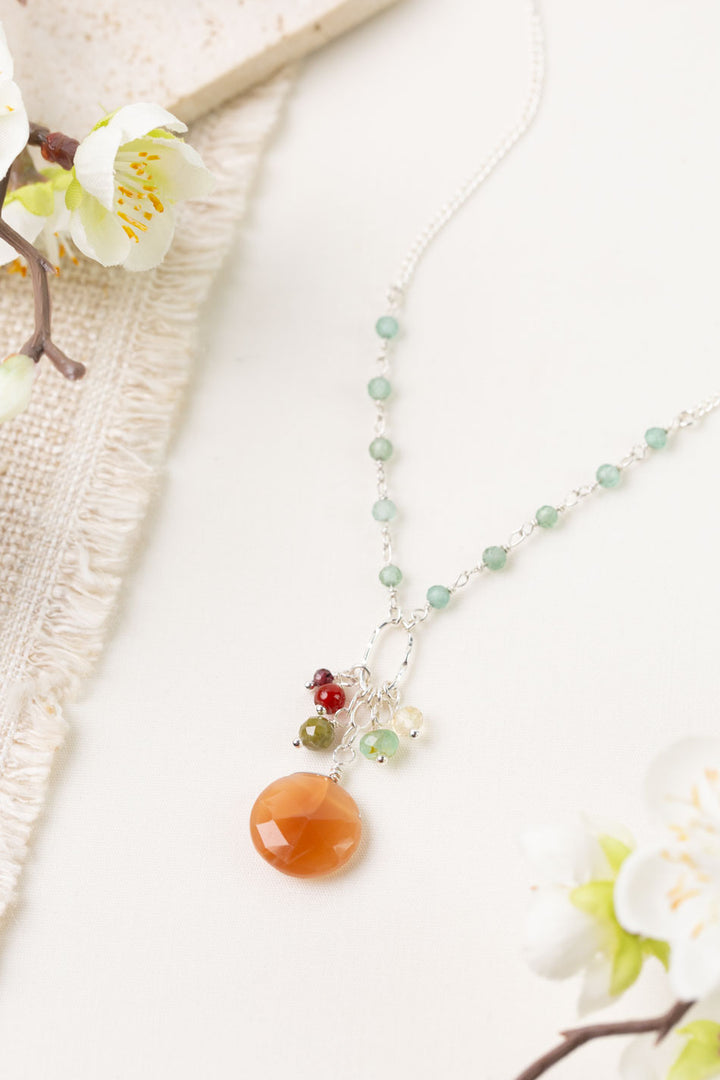 Gentle Breeze 15.5-17.5" Apatite, Carnelian, Citrine Simple Necklace
