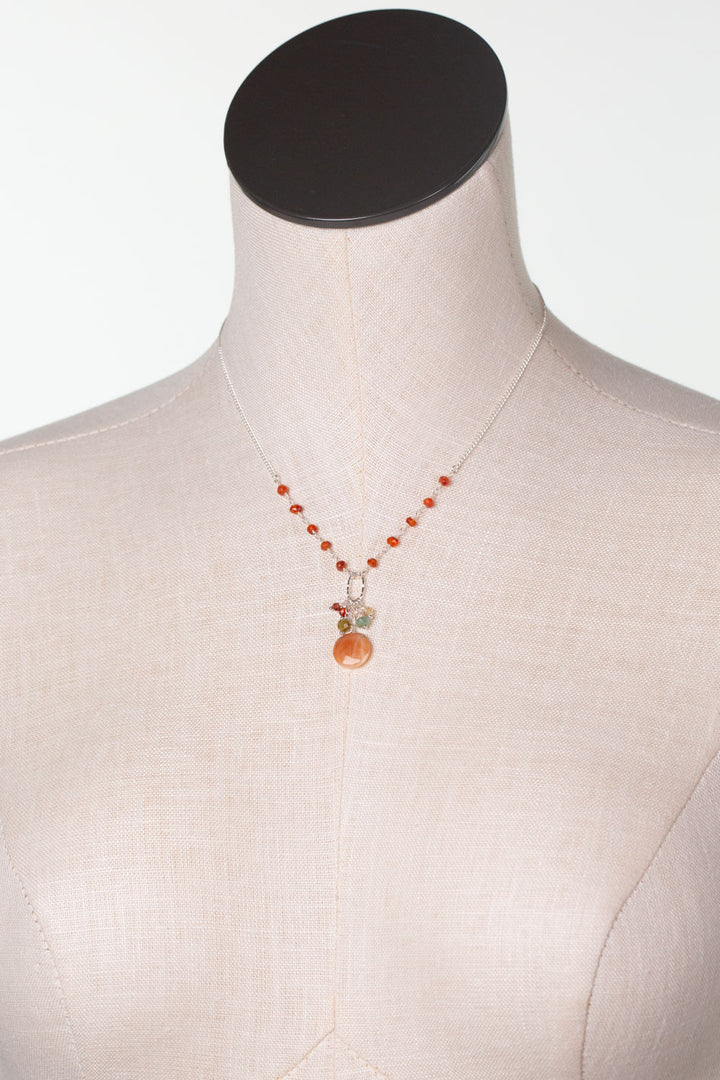Gentle Breeze 15.5-17.5" Peach Moonstone, Carnelian, Apatite Simple Necklace