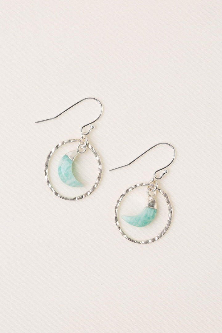 Gentle Breeze Moon With Silver Hoop Simple Earrings