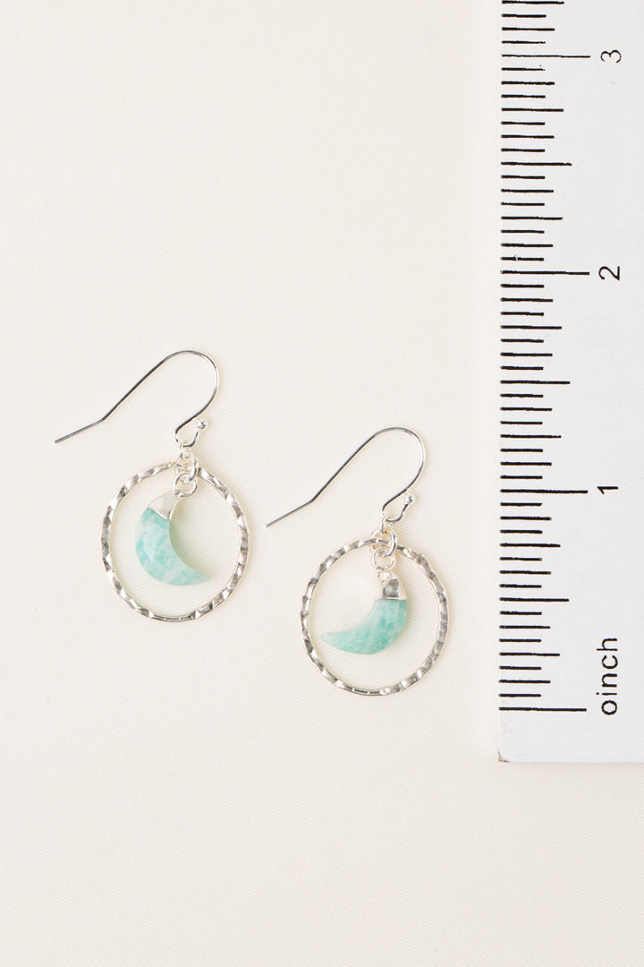 Gentle Breeze Moon With Silver Hoop Simple Earrings