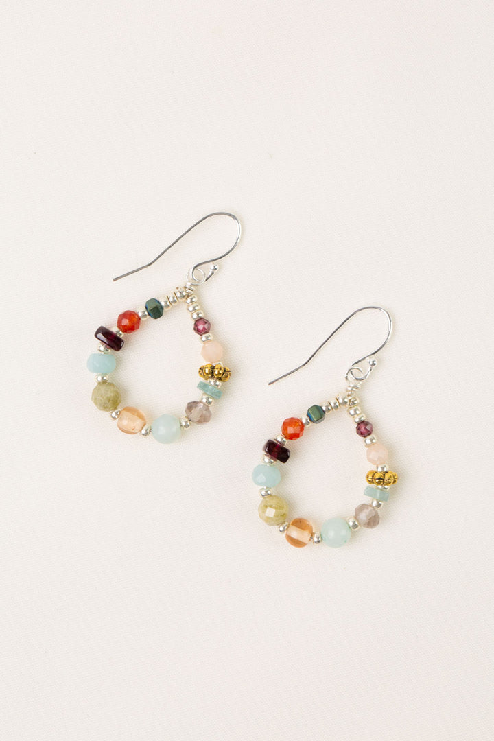 Gentle Breeze Amazonite, Garnet, Carnelian Hoop Earrings