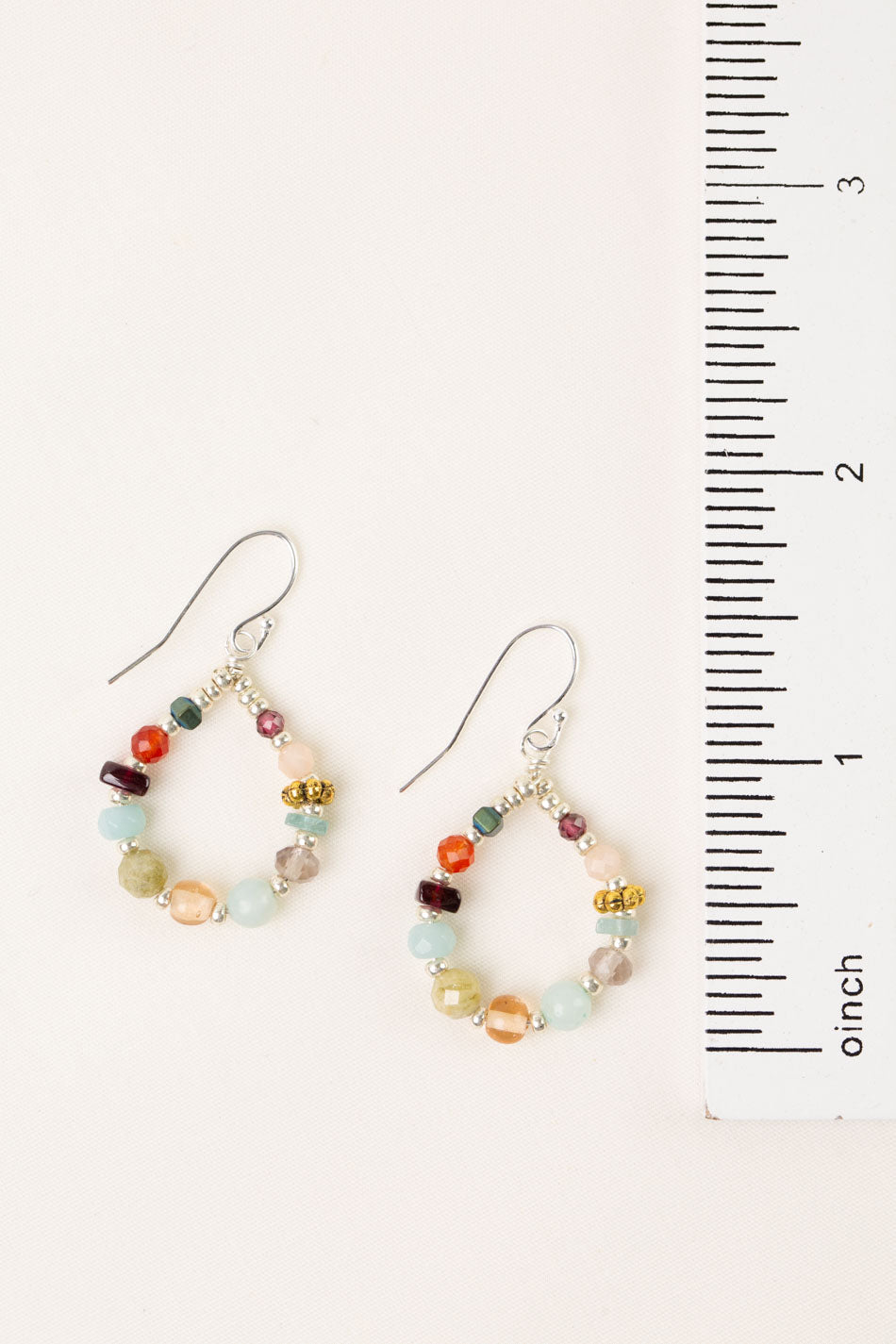 Gentle Breeze Amazonite, Garnet, Carnelian Hoop Earrings