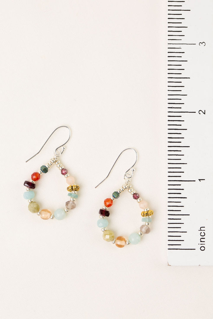 Gentle Breeze Amazonite, Garnet, Carnelian Hoop Earrings
