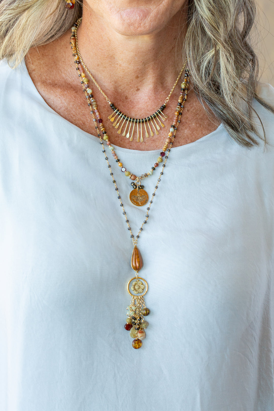 Golden Hour 17-19" Obsidian Statement Necklace
