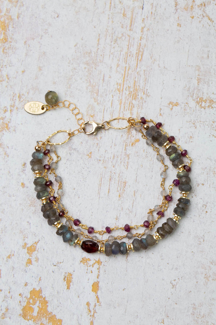 Holly 7.5-8.5" Labradorite And Garnet Multistrand Bracelet