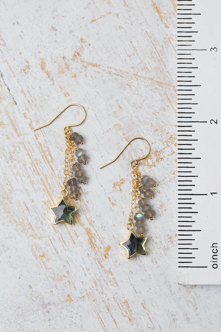 Holly Gold Plated Labradorite Star Bezel Cluster Earrings