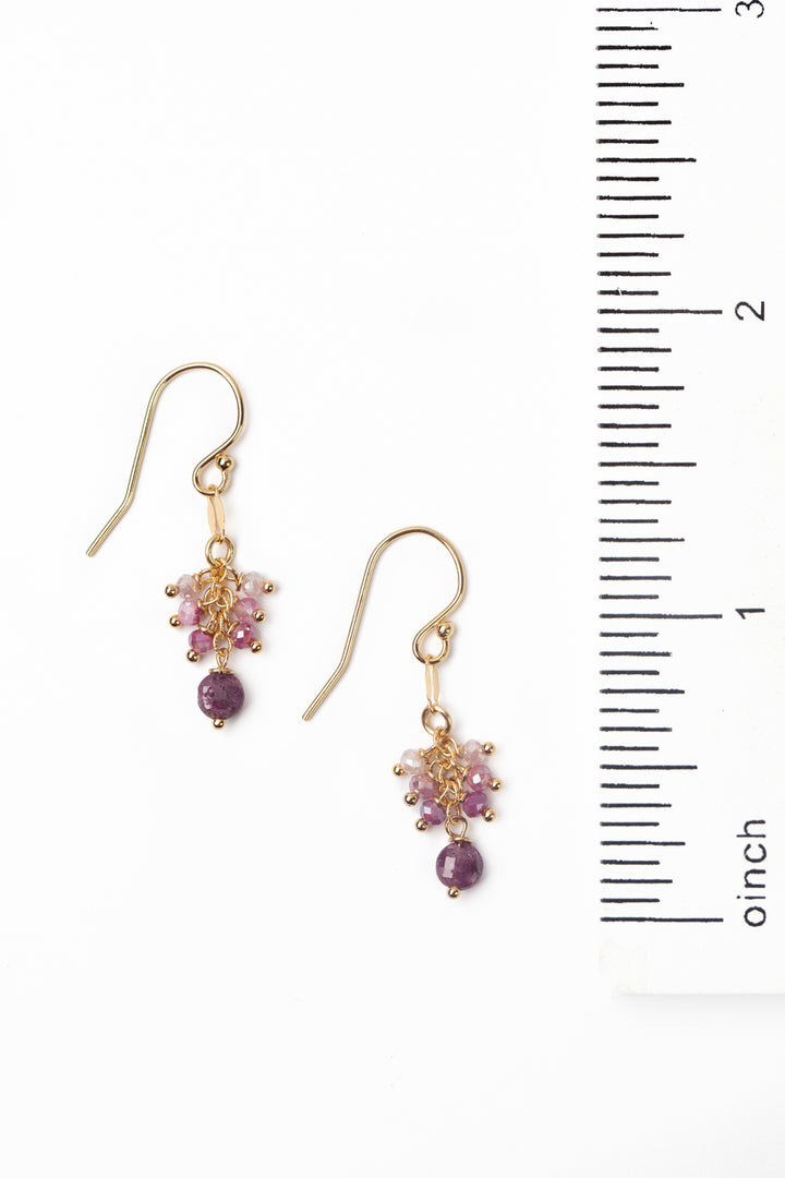 Hope Ruby, Pink Moonstone Cluster Earrings