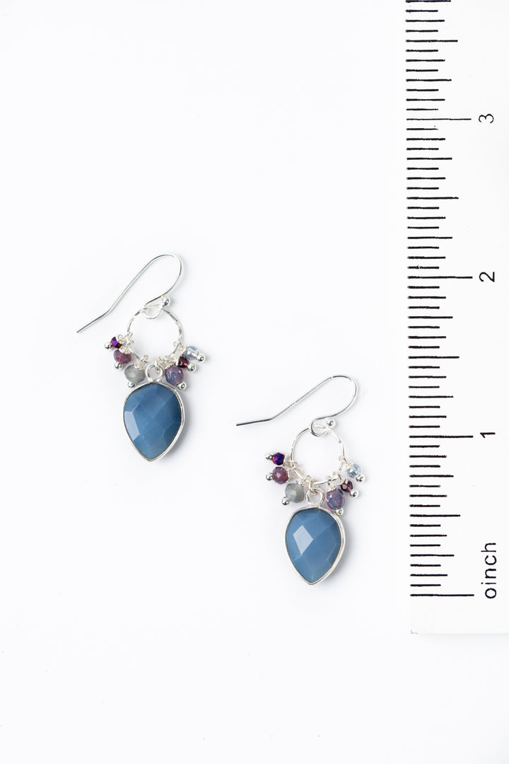 Horizon Crystal, Czech Glass With Blue Opal Cluster Earrings