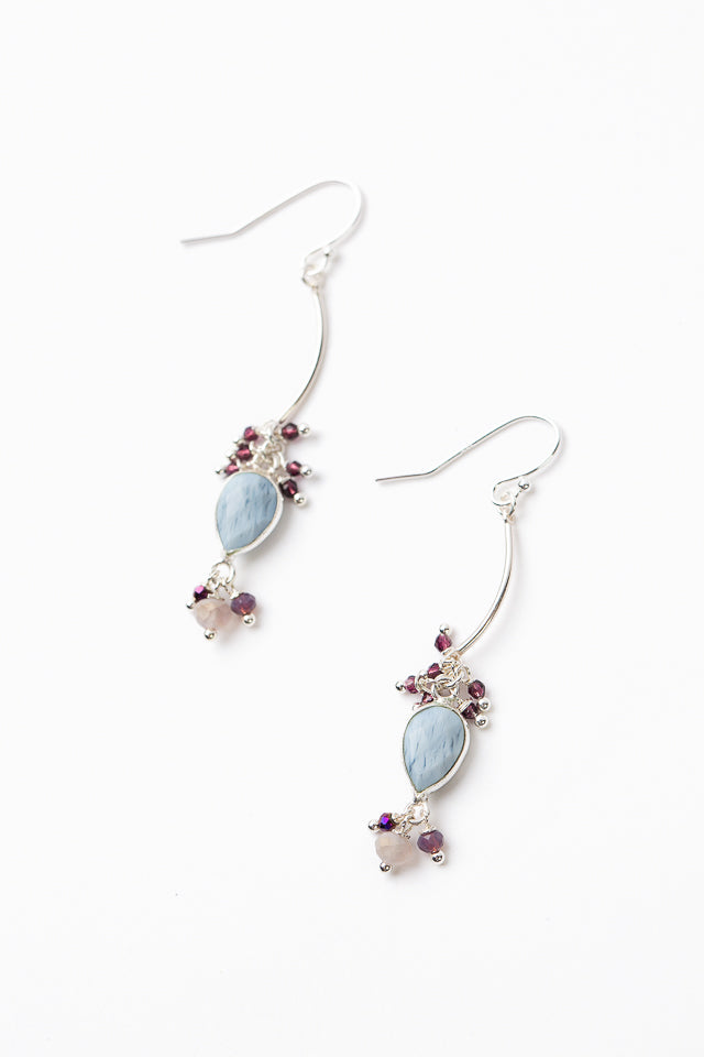 Horizon Crystal, Czech Glass With Blue Opal Dangle Earrings
