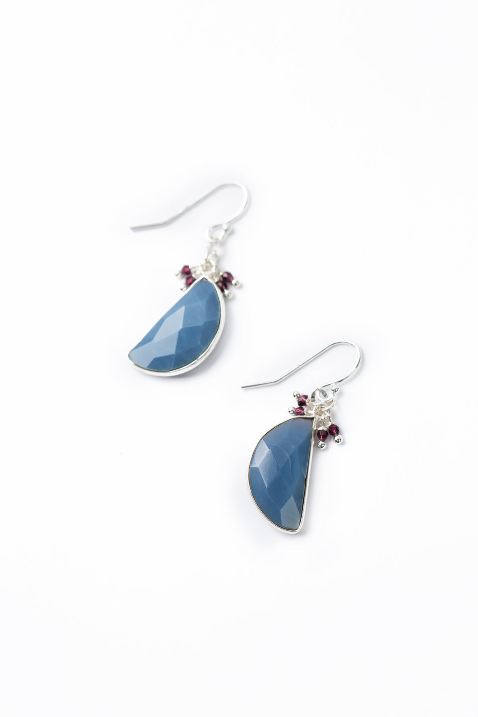 Horizon Garnet With Blue Opal Dangle Earrings