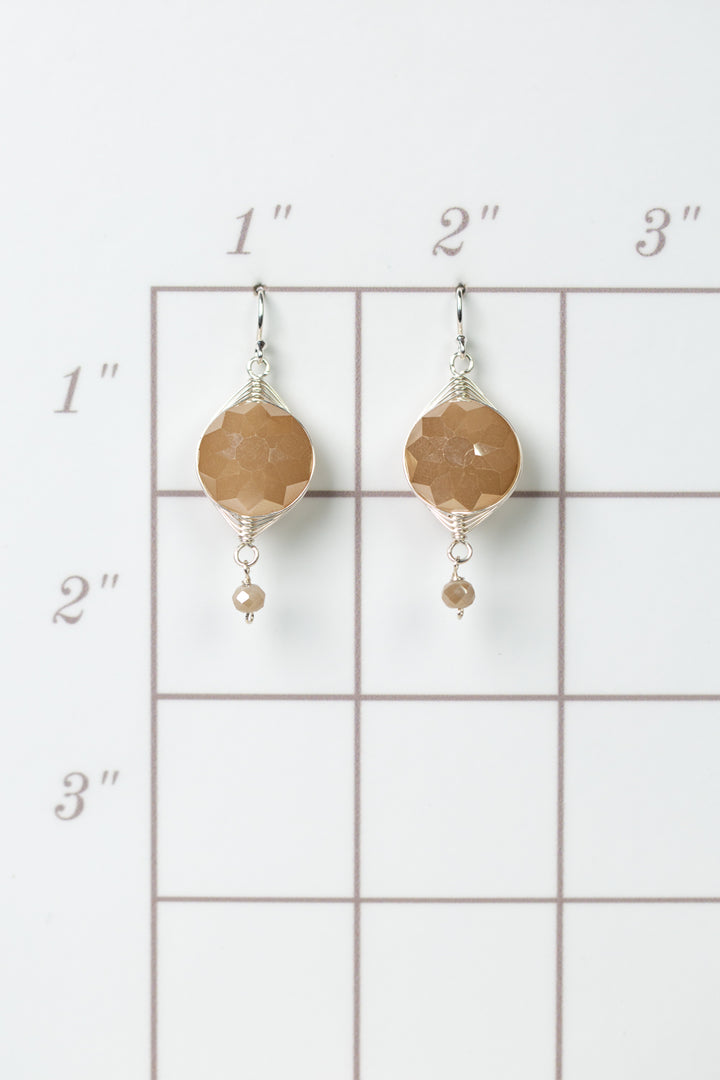 Herringbone Cream Crystal Dangle Earrings