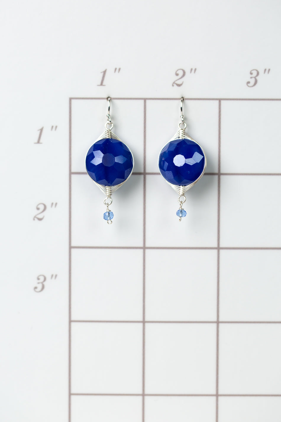 Herringbone Opaque Blue Crystal Herringbone Earrings