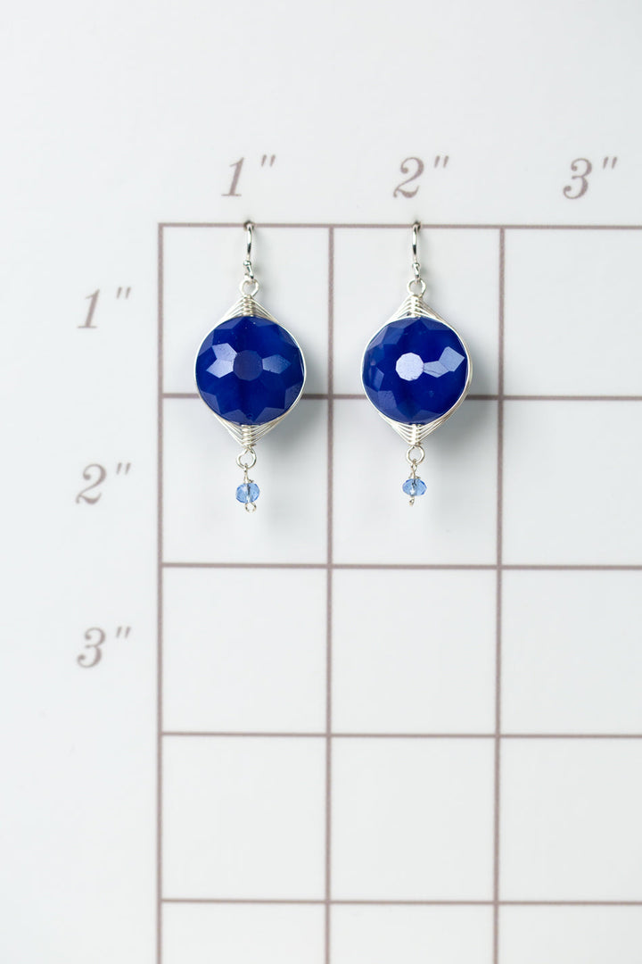 Herringbone Opaque Blue Crystal Herringbone Earrings