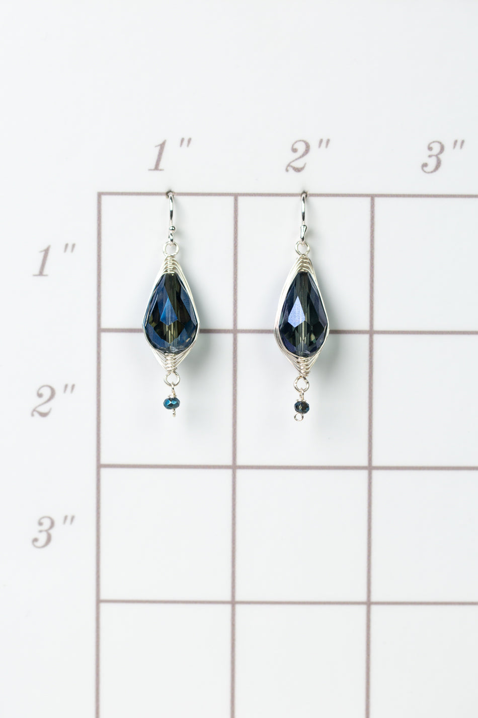 Herringbone Translucent Blue And Green Herringbone Earrings