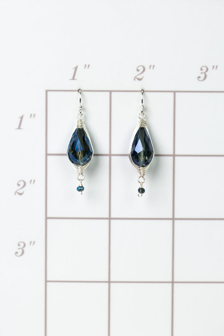 Herringbone Translucent Blue And Green Herringbone Earrings