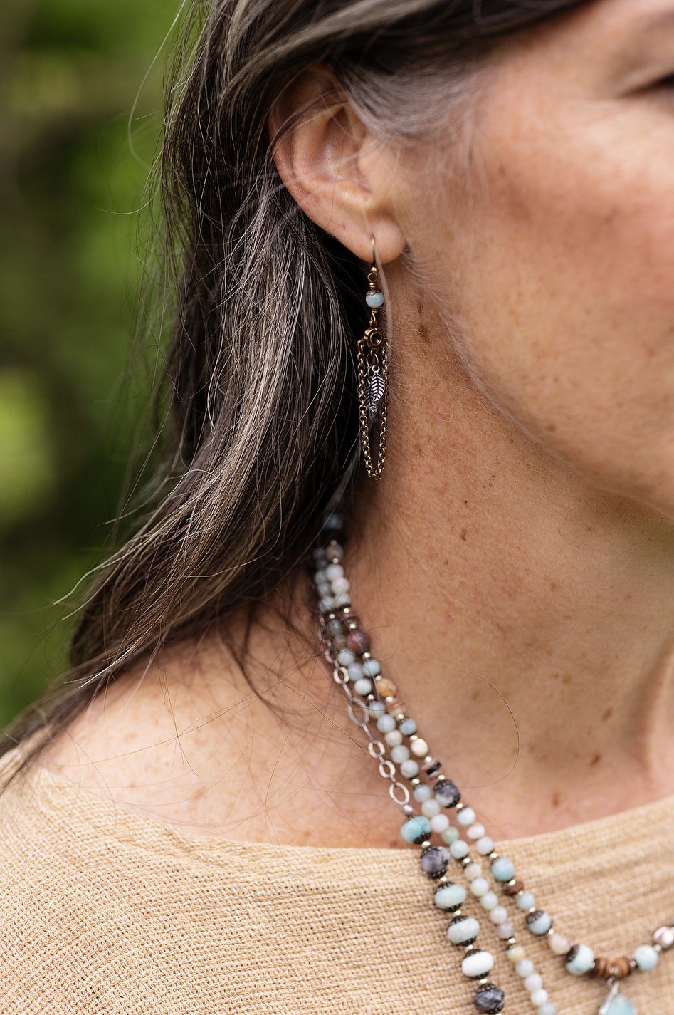 Integrity Amazonite With Flower Dangle Earrings
