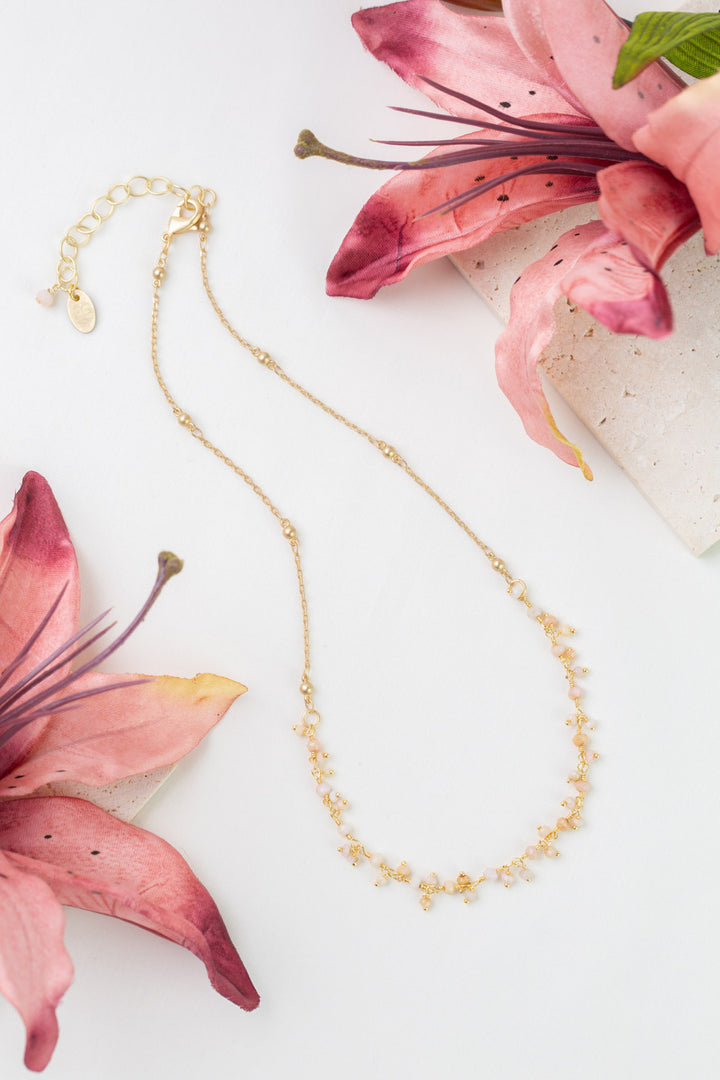 Joy 16-18" Pink Opal Gemstone Chain Simple Necklace