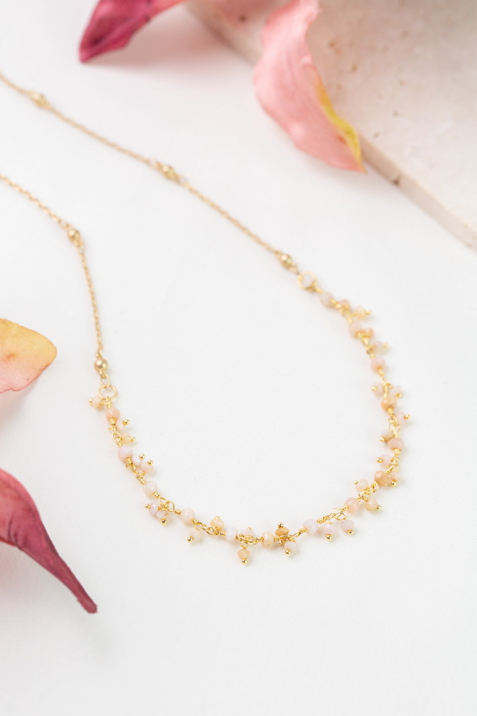 Joy 16-18" Pink Opal Gemstone Chain Simple Necklace