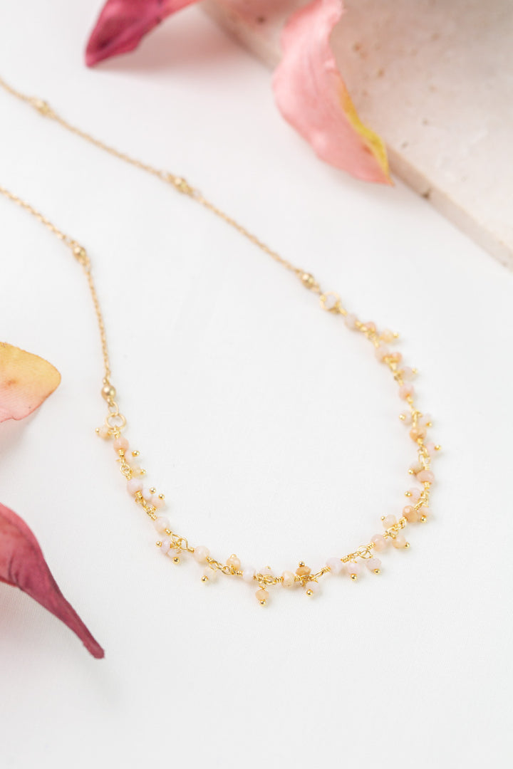 Joy 16-18" Pink Opal Gemstone Chain Simple Necklace