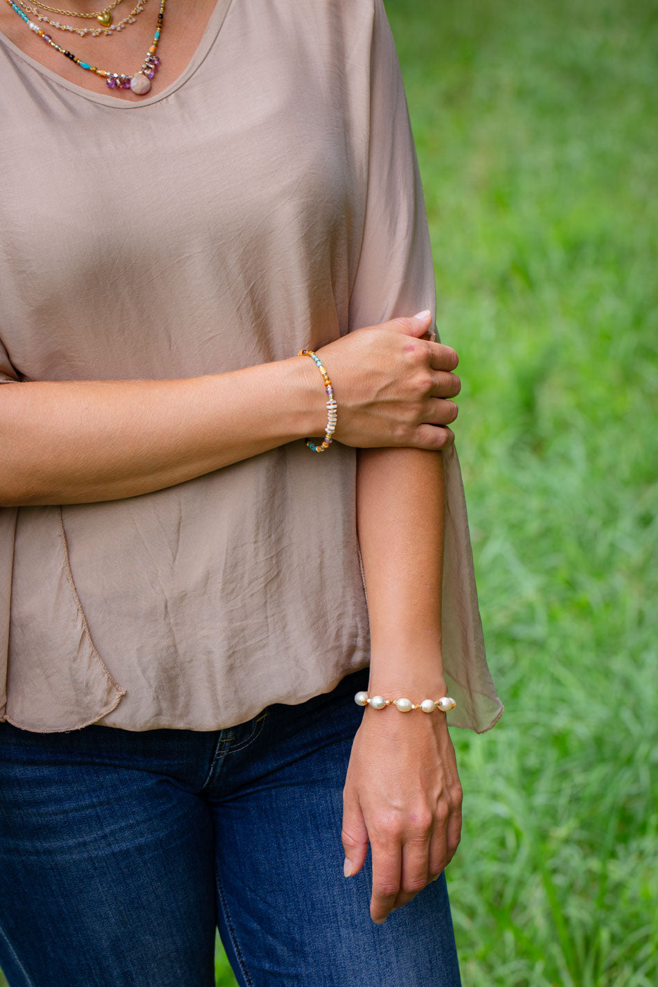 Joy 7.5-8.5" Cats Eye, Pink Opal, Turquoise Simple Bracelet
