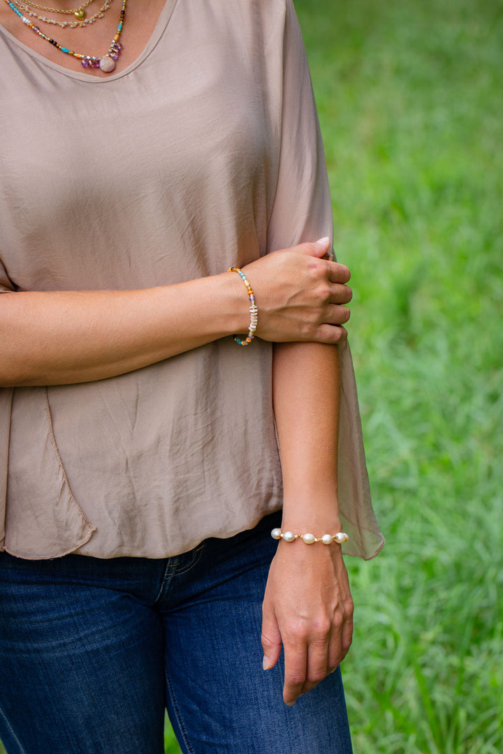 Joy 7.5-8.5" Cats Eye, Pink Opal, Turquoise Simple Bracelet