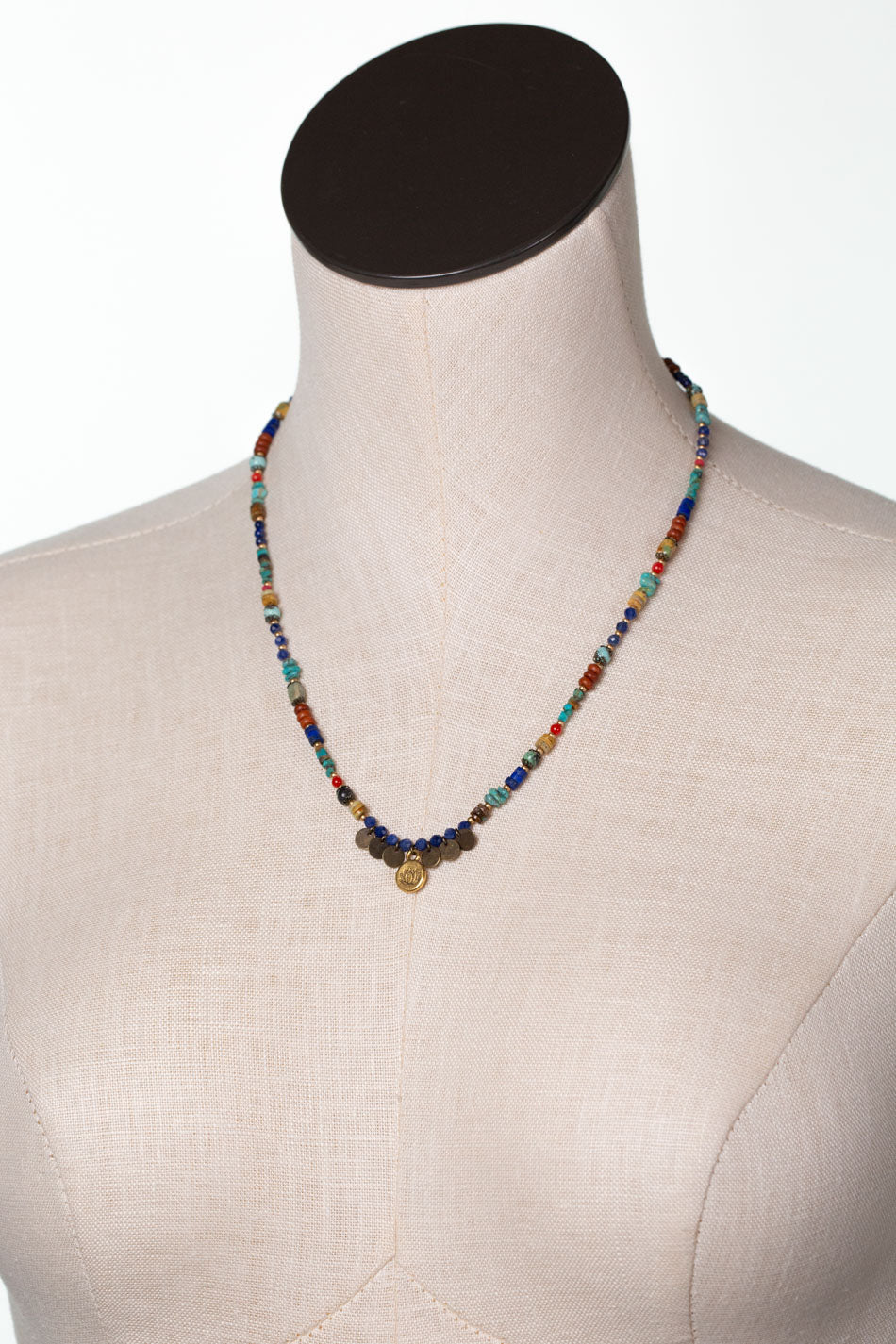 Love One Another 18.5-20.5" Lapis, Turquoise, Wood Collage Necklace