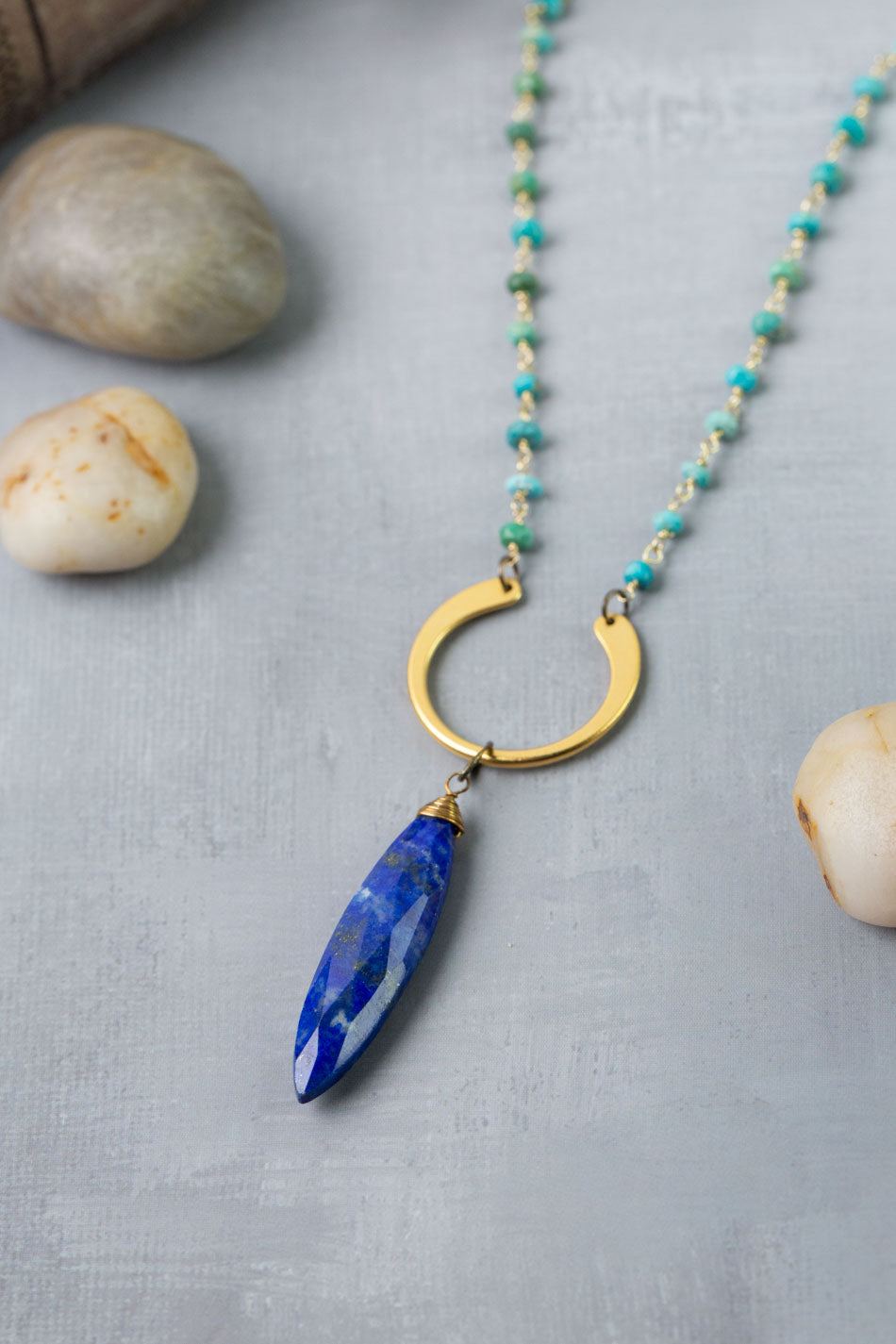 Love One Another 22-24" Turquoise, Lapis Statement Necklace