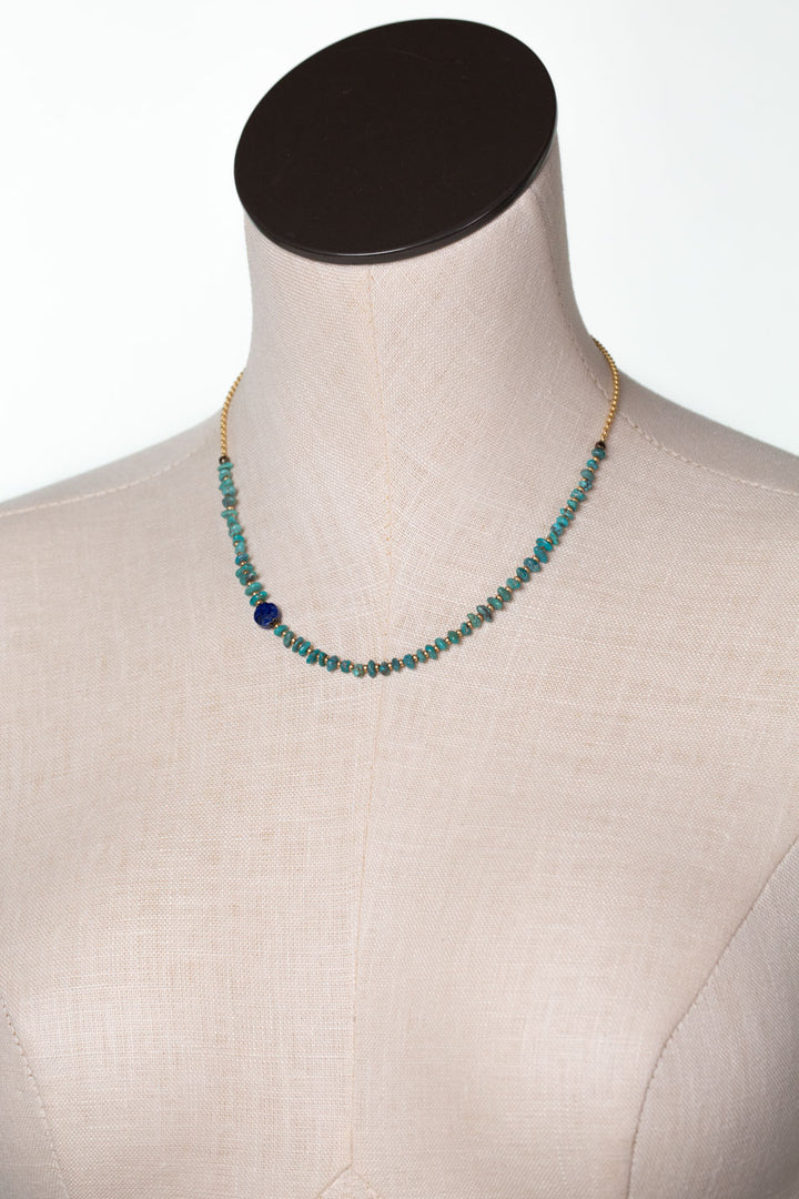 Love One Another 16-18" Turquoise, Lapis Simple Necklace