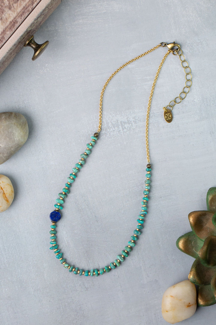 Love One Another 16-18" Turquoise, Lapis Simple Necklace