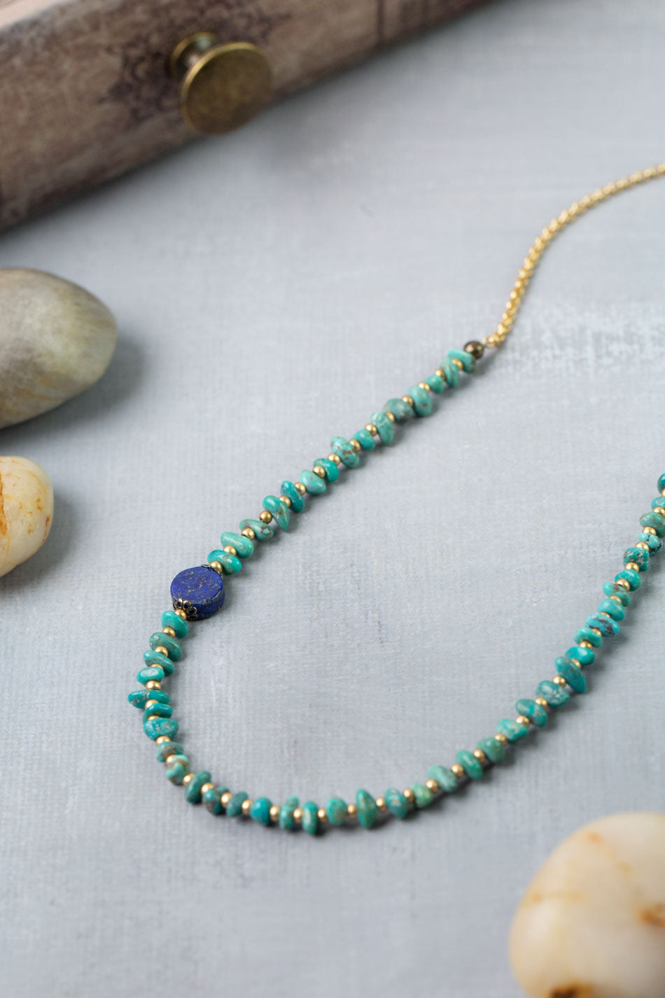 Love One Another 16-18" Turquoise, Lapis Simple Necklace
