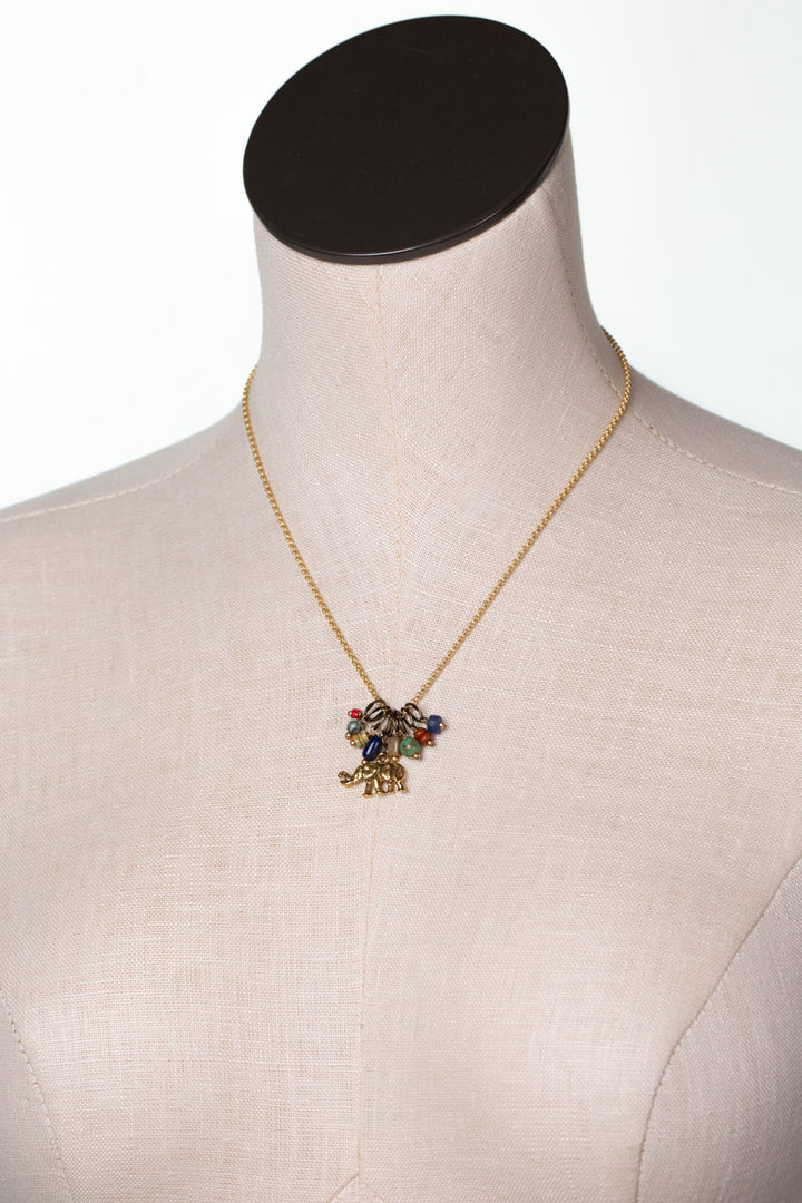 Love One Another 16.5-18.5" Turquoise, Lapis, Wood Cluster Necklace