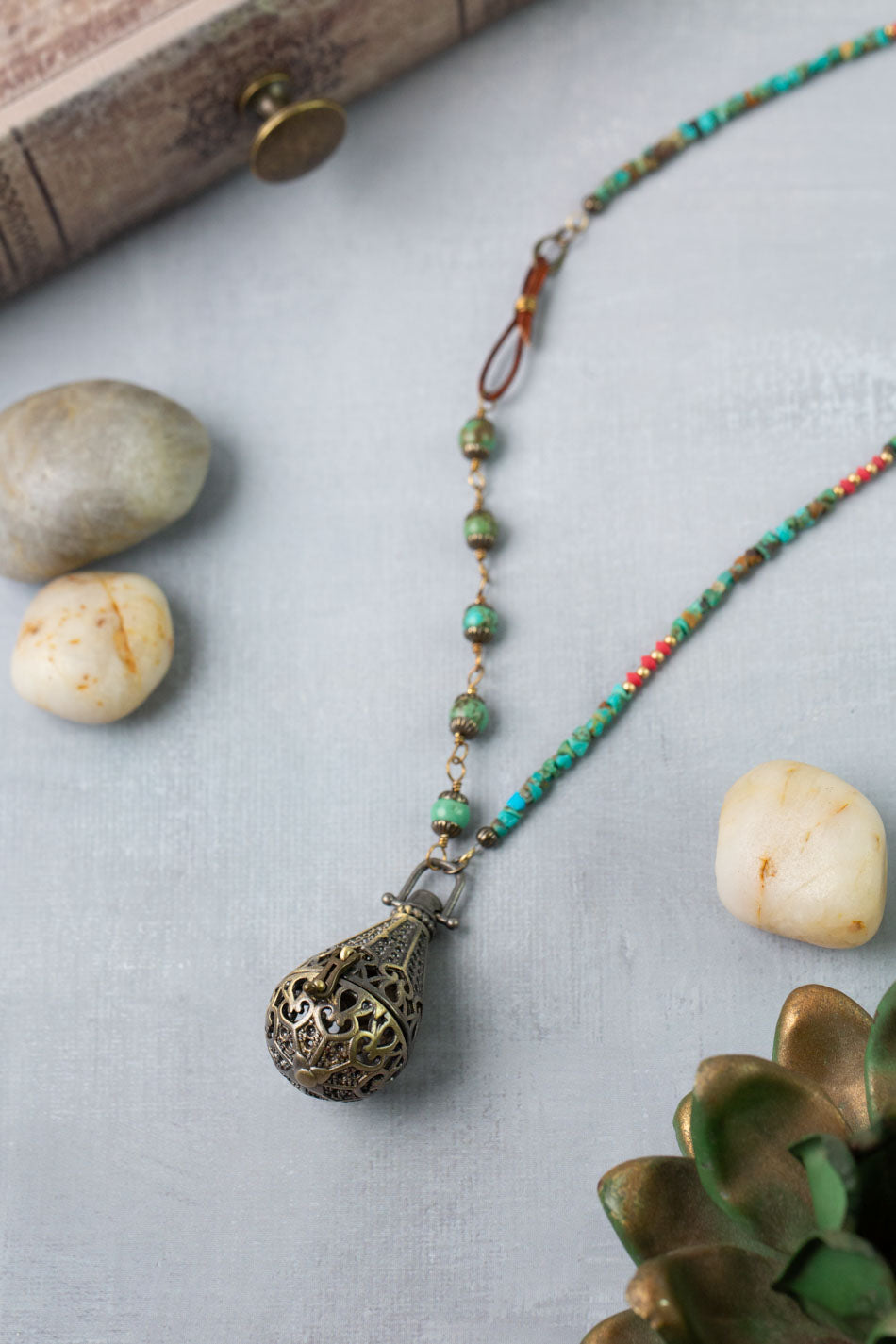 Love One Another 32.5-34.5" Lapis, Turquoise, Red Coral Statement Necklace
