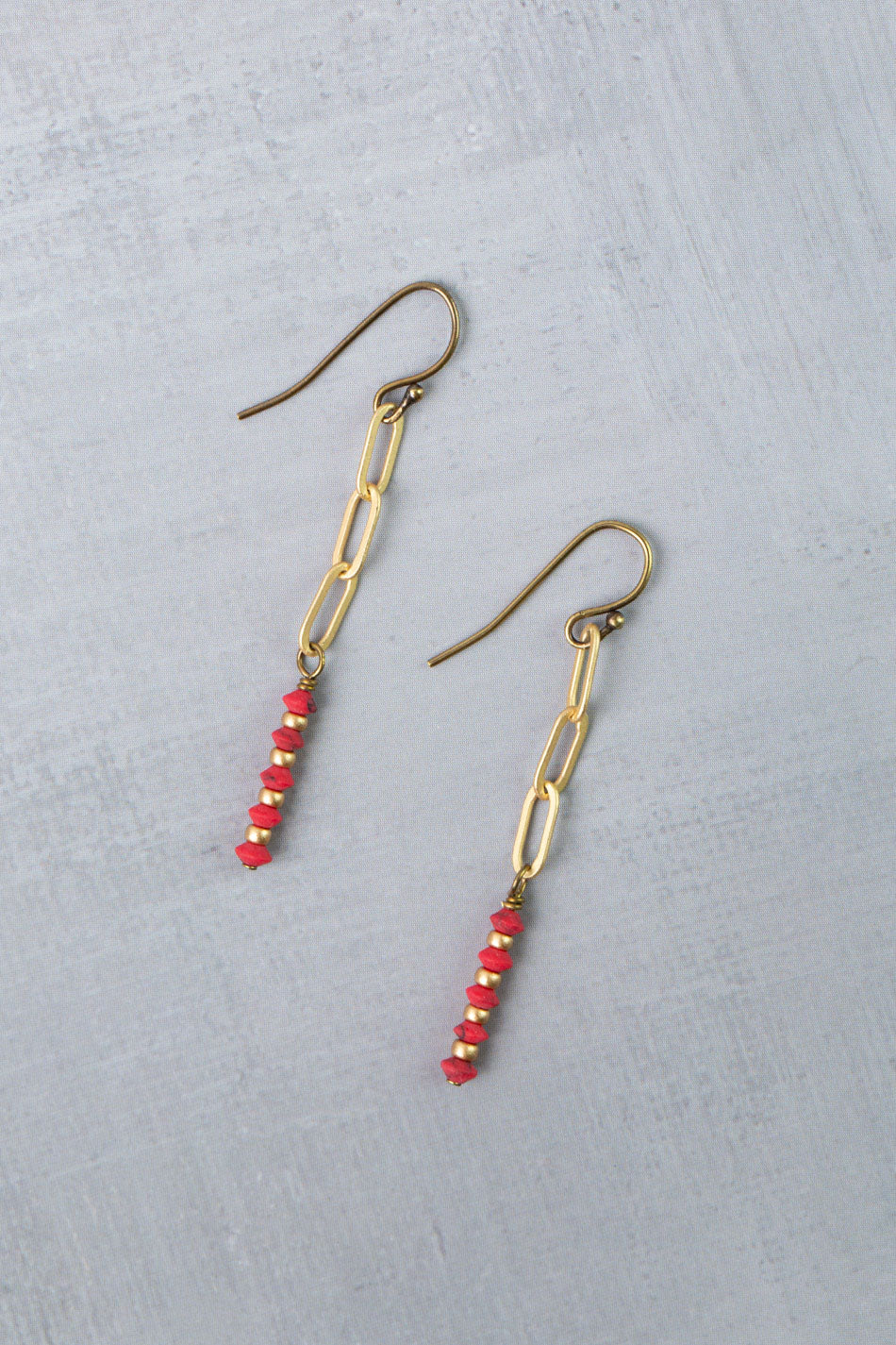 Love One Another Red Coral Simple Earrings