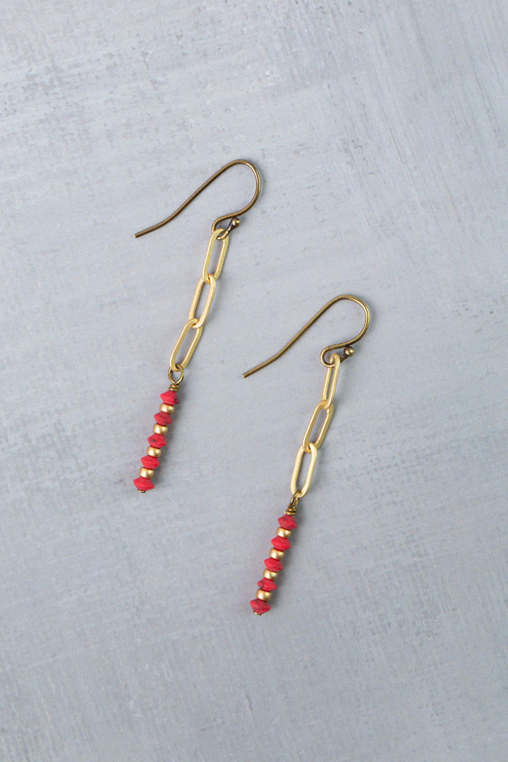 Love One Another Red Coral Simple Earrings