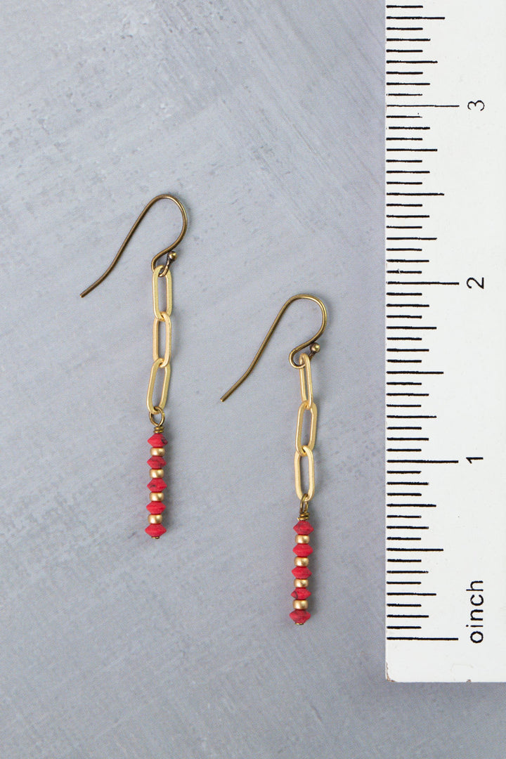 Love One Another Red Coral Simple Earrings