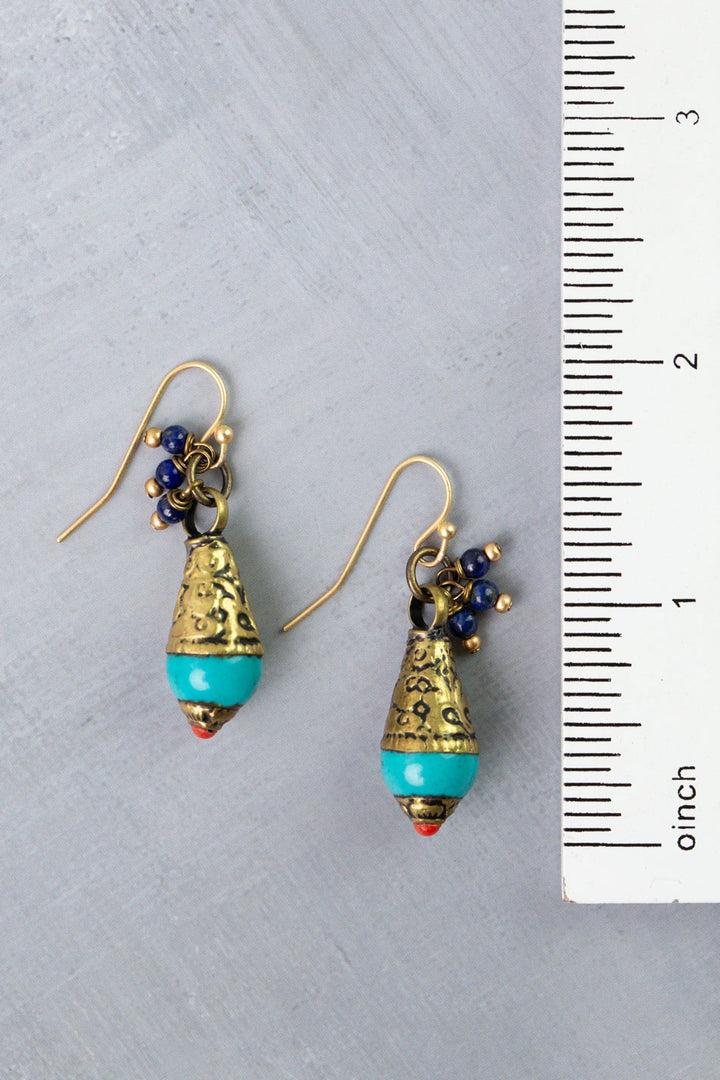Love One Another Lapis, Turquoise, Red Coral Statement Earrings