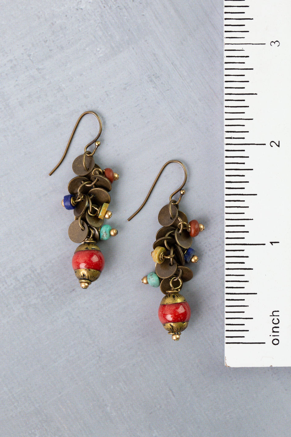 Love One Another Turquoise, Red Coral, Lapis Dangle Earrings