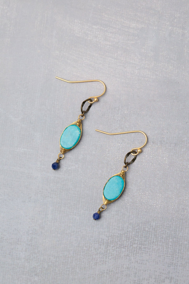 Love One Another Lapis, Turquoise Herringbone Earrings