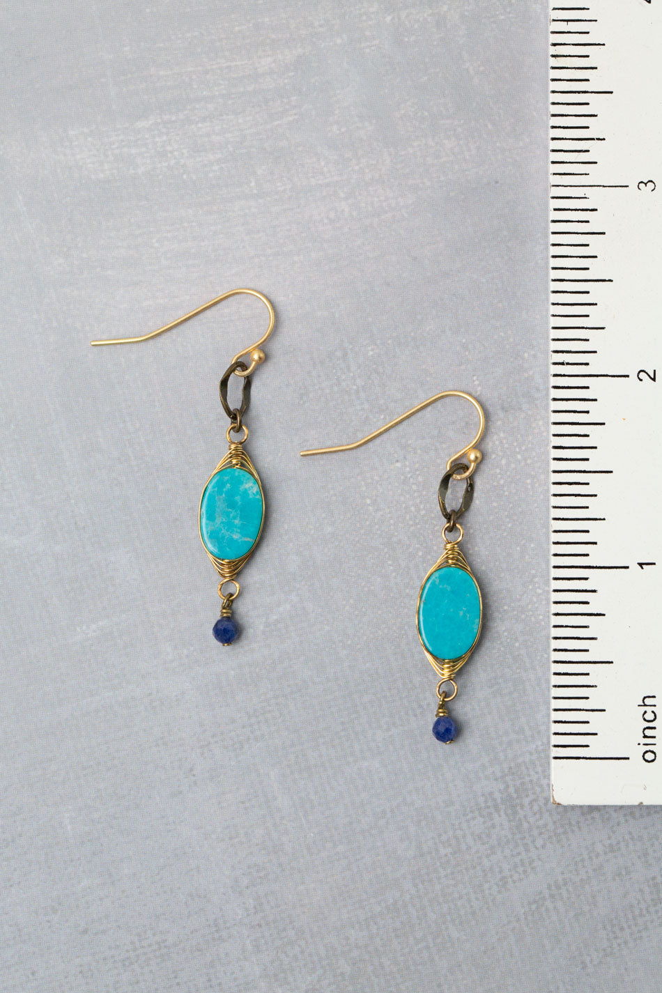 Love One Another Lapis, Turquoise Herringbone Earrings